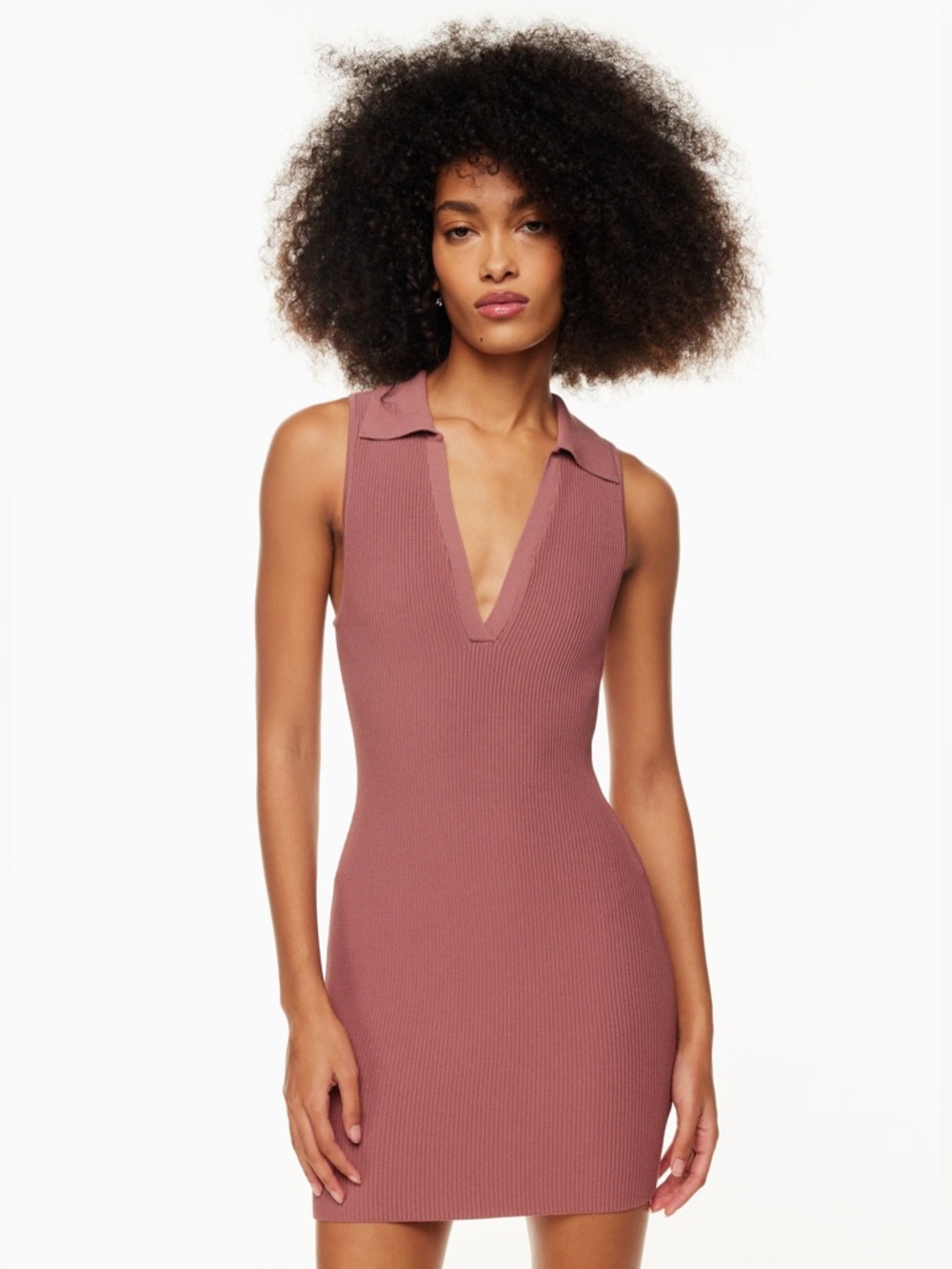 NWT Aritzia Babaton SculptKnit Polo Dress XS RedWillow Ribbed Bodycon Sleeveless